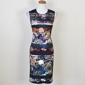 Clover Canyon Floral Filter Neoprene Bodycon Dress - M